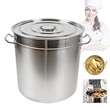 Pentole da cucina 201 acciaio inox, 50 l/70 l, pentola da forno grande, temperatura resistente 650 °C, pentola da zuppa con coperchio pentole, pentola jumbo (70 l)