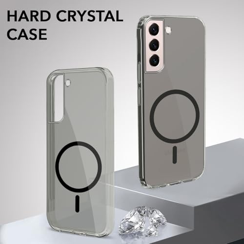 Image of Jkobi Lifetime Anti-Yellow MagSafe Compatible Clear Back Cover Case for Samsung Galaxy S22 5G (Sleek Hard Crystal | Shockproof and Camera Protection)