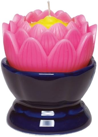 Amazon マルエス ろうそく 蓮の花 大 24時間 長時間 ハス ピンク 燭台付 お盆 仏壇 約9 9 11cm マルエス ビューティー 通販