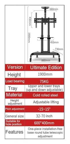 Soporte móvil para TV con ruedas, base universal miniatura 7