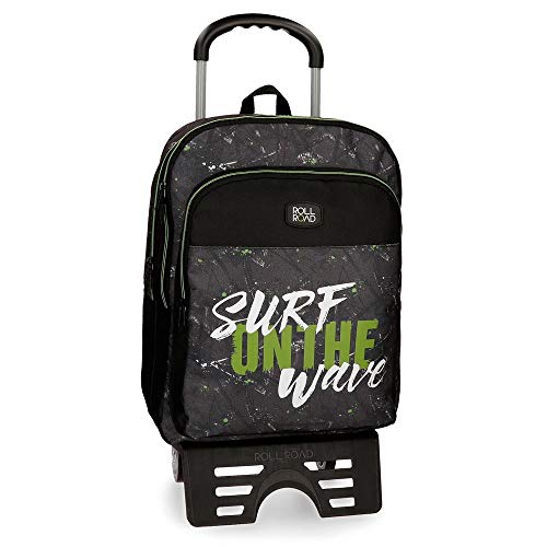 Roll Road California Mochila Escolar Doble Compartimento con Carro Negro 33x42x17 cms