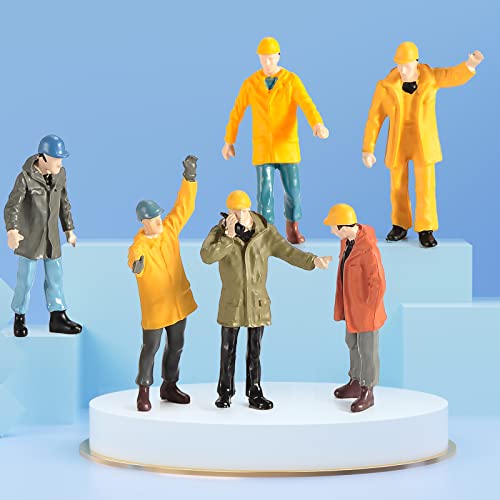 Colorful 6Pcs Tiny People Figures,1:50 Scale Model Worker Hand Painted Figures Male Construction Scene Site Figures For Miniature Scenes #TOP6