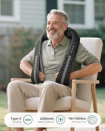 Image of Snailax Cordless Neck Massager with Heat, Shiatsu Neck Back Massager for Pain Relief Deep Tissue, 4D Kneading Shoulder Massager Pillow for Shoulder, Leg Rechargeable Massage Gifts for Mom, Dad