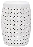 SAFAVIEH ACS4509A Lattice Petal Ceramic Decorative Garden Stool, 0, White