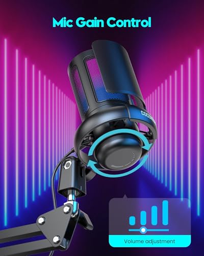 Image of ARVOX AX-M6 RGB USB Professional Condenser Microphone Kit| Quick Mute, 192kHz /24bit with Boom Arm, Pop Filter, Shock Mount, Tripod, for Podcasting, Gaming, Singing | Mac /PC /Mobile /Laptop /PS4 /5