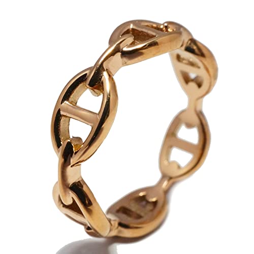 ジナブリング(JINA BRING) チェーンモチーフ リング【2カラーから選択】シルバー ピンクゴールド 金属アレルギー 対応 指輪 ノンアレルギー サージカルステンレス316L ギフト プレゼント (#19, ピンクゴールド)