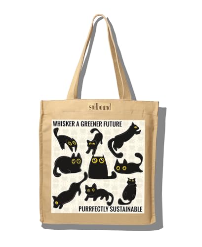 soilbound city totes - cat theme I Large 100% Recycled Cotton Canvas, Printed Tote Bag with zipper & inner pocket for Women I College, laptop, Travel, Gifting, Beach, Daily Use 1 41Hz6XFZDAL. SL500