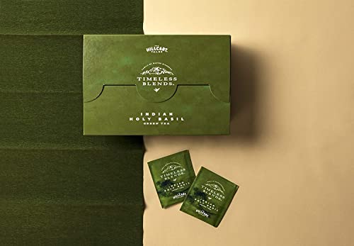 Image of Timeless Blends by The Hillcart Tales Indian Holy Basil Green Tea Bags 100 Pieces, Premium Tulsi Green Tea Leaves With Organic Detox Hint of Vegetal Notes, Stimulating & Calming Ingredients, 200 gms