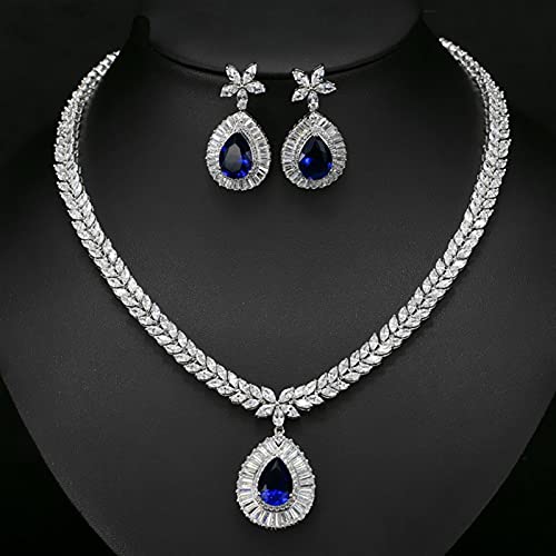 Conjunto de joyería de Disfraz cz con elegante piedra roja de lágrima 2