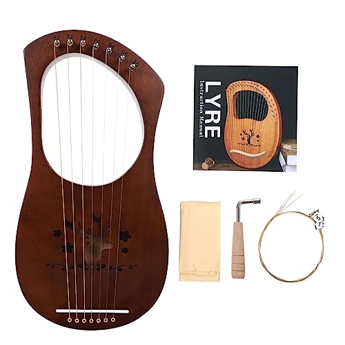 Toyvian 1 セット リラ ミュージカル ピアノアコーディオン ジョーハープ 弦楽器の竪琴 古代スタイルの竪琴 木製ハープ 手持ち ウッド マホガニー Coffee