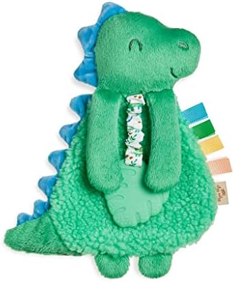 Itzy Ritzy - Itzy Lovey Including Teether, Textured Ribbons & Dangle Arms; Features Crinkle Sound, Sherpa Fabric and Minky Plush; Green Dinosaur