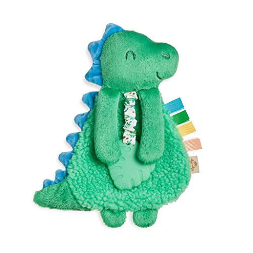 Image of Itzy Ritzy - Itzy Lovey Including Teether - Baby Lovey with Teether, Textured Ribbons & Dangle Arms - Features Crinkle Sound, Sherpa Fabric and Minky Plush (Green Dinosaur)