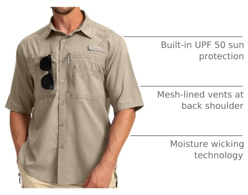 Image of G Gradual Men's Fishing Shirts with Zipper Pockets UPF 50+ Lightweight Cool Short Sleeve Button Down Shirts for Men Hiking