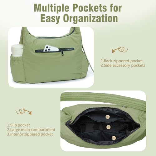 Image of Nylon Hobo Crossbody Bags Lightweight Shoulder Bag Large Casual Travel Handbags with Adjustable Strap