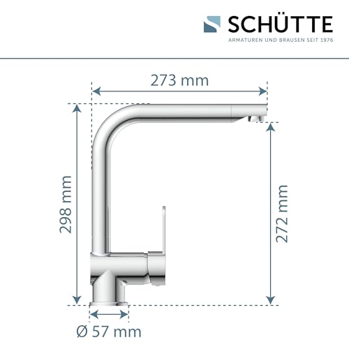 SCHÜTTE 79816 RIO 360° schwenkbare Küchenarmatur, Spültisch Armatur mit hohem Auslauf Küche, Einhebelmischer Einzelspüle Doppelspüle Mischbatterie für die Spüle, Wasserhahn Chrom