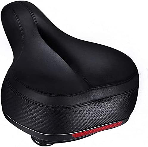 TONBUX Comfortable Bicycle Seat, Bike Seat Replacement with Dual Shock Absorbing Ball Wide Bike Seat Memory Foam Bicycle Seat with Mounting Wrench (Black)