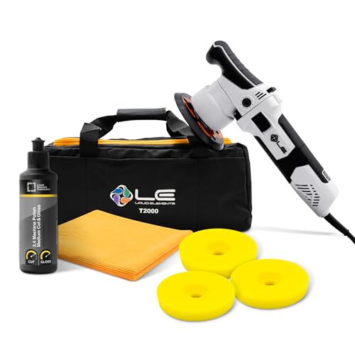 Liquid Elements Auto Poliermaschine Set T2000 V4 + 3x Polierpads Medium Cut + 250ml Politur + Mikrofasertuch Exzenter Poliermaschine 710W für One-Step Polierverfahren