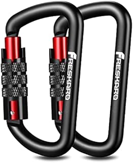 FresKaro 3inch 12kN Twist Locking Carabiner Clips, Weight Rating 1224kg, Auto-Lock Aluminum Carabiners Heavy Duty, for Hammocks, Yoga Swing, Camping, Keychain, Dog Leash, 2pcs