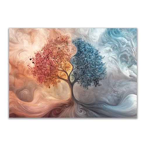 DMZPKZB Cuadros Grandes Del áRbol De La Vida árbol Arte Abstracto,Cuadros Decoracion Salon Modernos,Dormitorios Comedor Oficina Pasillo Y BañO（Rojo rosado-80x120cm Sin marco