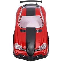 1/10 Scale RC Car Body Cover with Rear Wing for 26cm Wheelbase Racing Cars, Universal Remote Control Car Cover Frame, Blue PVC Model Body Red