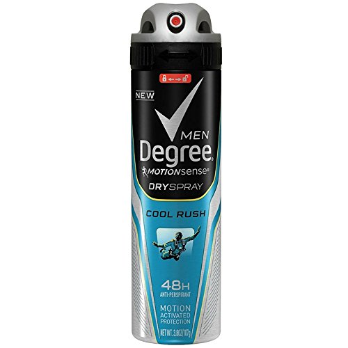 Degree Men MotionSense Dry Spray Antiperspirant, Cool Rush 3.80 oz (Pack of 4)