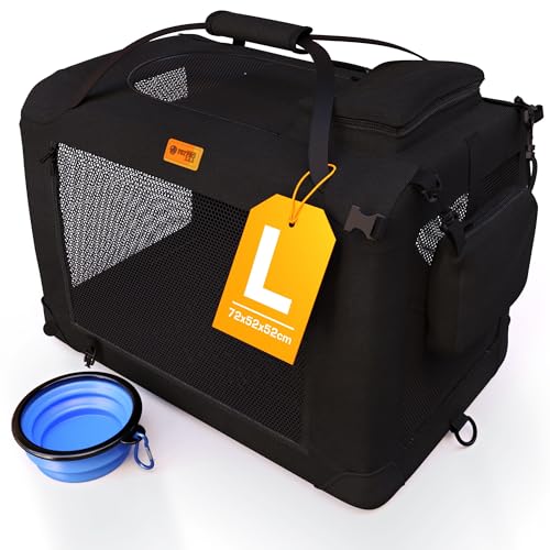 PETPROVED Transportin Perro Grande Coche Transportin para Perros Gatos Plegable 72x52x52cm Trasportines Perro Grande Transportador de Perros