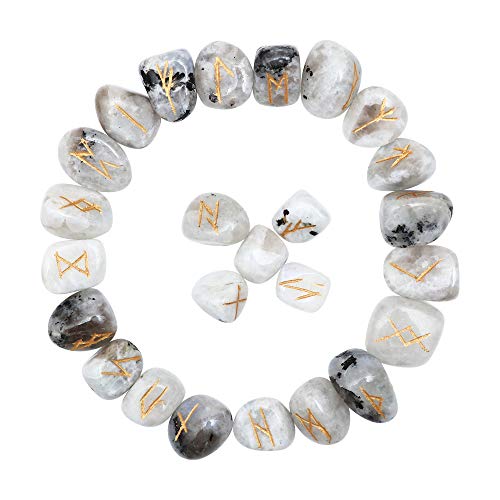 Rainbow Moonstone Runes Set - Gemstone Runes for Beginners Healing