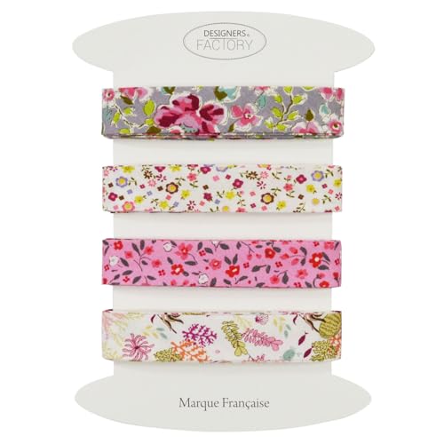 Lot de 4 Biais coton imprimé - Plusieurs coloris disponibles - Lot Biais Couture de très belle qualité - 2 mètres par couleur - 100% coton. (Lot I)