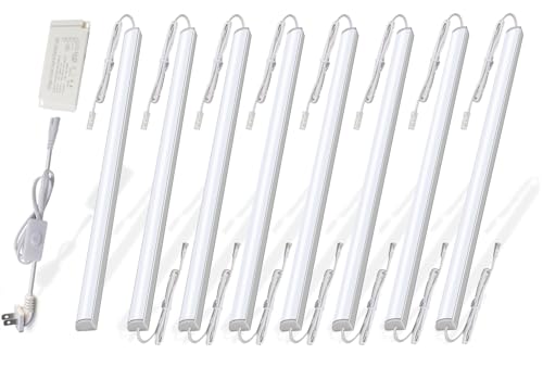 Cefrank Under Cabinet Lighting, 8pcs 12" V-Shape Linkable LED Light Bars for Kitchen Cabinet, Showcase Display, Shelf - 16Watt 1600Lumens - Pure White (6000K)
