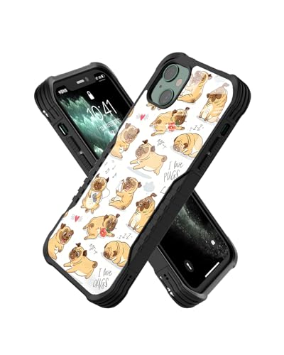 KWSAAHU Compatible with iPhone 13/14 Case Anti Slip Shockproof Hard PC Back Soft TPU Prevention Protective Case, Unique Design Fashion Print for Women and Men - Cute Pug Dog