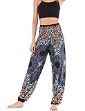 Weit, leicht und weich. CHENXI Frauen Aladinhose Zumba Hose Boho Hose Blumen-Gold
