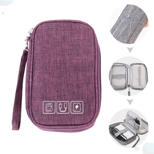 Bolsa Organizadora Estojo Para Cabos E Acessórios Eletrônicos (Roxo)