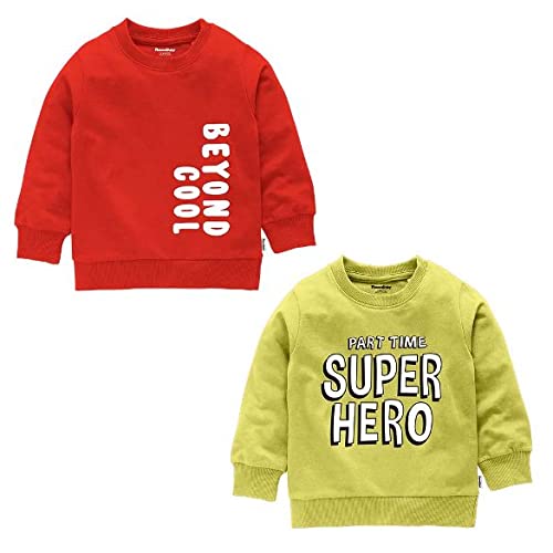 Image of Boys' T-Shirt Chest Printed Full Sleeves Sweatshirt Material T-Shirt Pack of 2