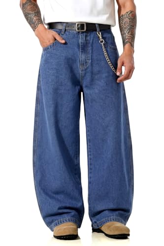 Image of GINGTTO Men's Baggy Barrel Jeans Wide Leg Y2K Denim Pants | Loose Fit Streetwear Casual Hip Hop Skater Vintage Style