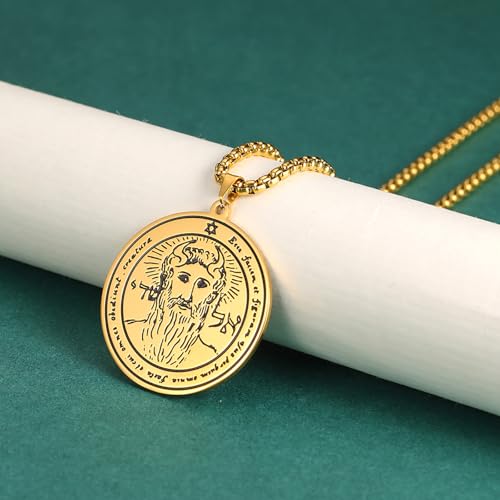 Image of VASSAGO Key of Solomon Seals Necklace Engraved with 72 Names of God Pendant Spiritual Protection Amulets for Men Women