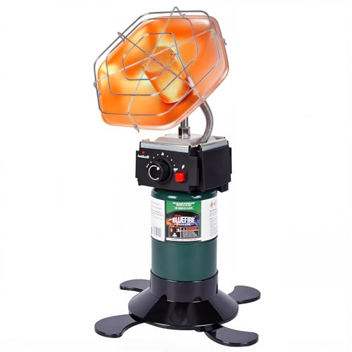 Hotdevil Calentador catalítico portátil de propano con base cilíndrica plegable, potencia de 8520 BTU con válvula de control, calentador de patio de encendido por pulso, adecuado para actividades al