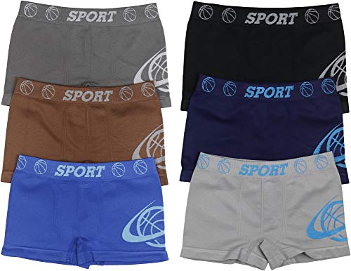Tobeinstyle Boy’s Pack Of 6 Seamless Moisture Wicking Microfiber Boxer Briefs - Basketball - Small #TOP3