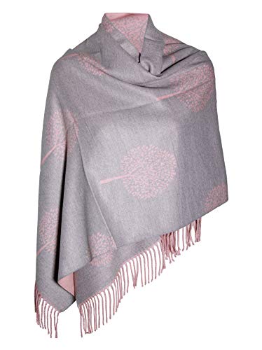 PINK GREY SUPER SOFT LUXURY CASHMERE SCARF MULBERRY TREE PRINT REVERSABLE SUPER SOFT SUMMER WINTER SPRING SCARF UNISEX TRENDY PREMIUM QUALITY SCARFGIFT FOR HER HIM HER EVERYONE
