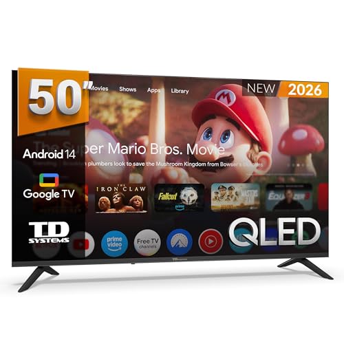 TD Systems - Smart TV 50 Pulgadas 4k QLED, Android 14 GTV, Television TDT HD, Modelo 2026, Televisor con 3 años de garantía - PRIME50C21GLQ