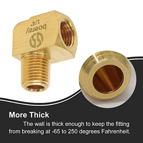 Boeray 2Pcs Brass Fitting, 90 Degree Barstock Street Elbow, 1/4" Npt Male Pipe To 1/4" Npt Female Pipe #TOP3