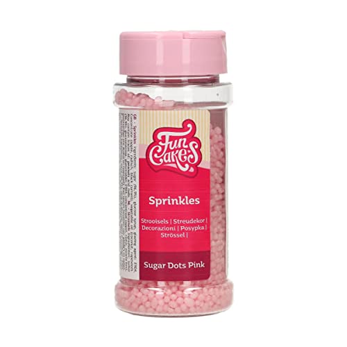FunCakes Granulés en Sucre Rose: Sprinkles gâteau, Goût délicieux, Parfait pour la décoration de gâteaux et cupcakes, Granulés en Sucre. 80 grammes
