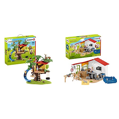 SCHLEICH 42408 Farm World Spielset - Abenteuer Baumhaus, Spielzeug ab 3 Jahren & 42502 Farm World Spielset - Tierarzt…