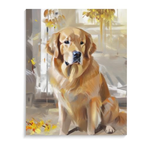 Paint by Numbers for Adults Golden Retriever dogDIY Acrylic Watercolor Oil Painting by Number On Canvas Paint for Home Wall Decor 16x20inch(40x50cm) Frameless