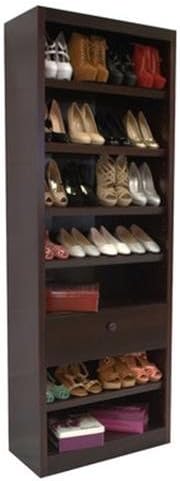 Plycraft Industries SR3084-C Shoe Rack With Drawer - Cherry Finish
