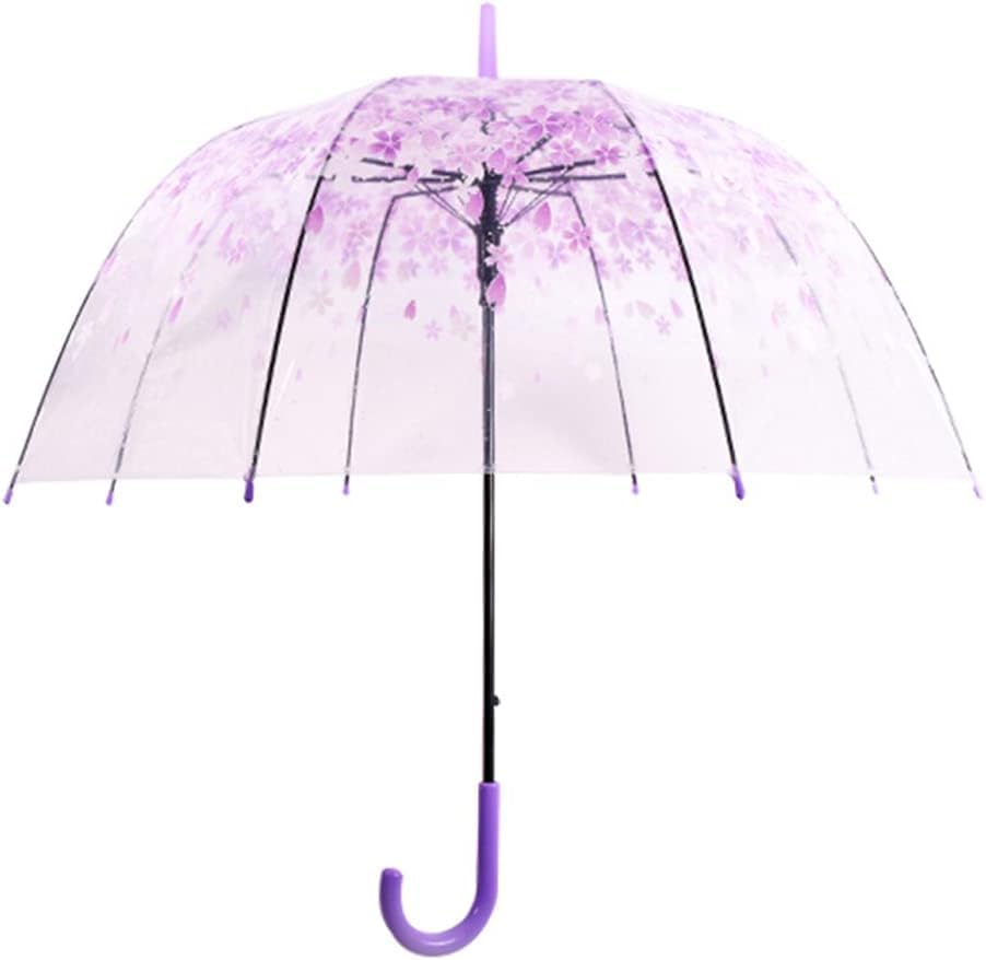 Parapluie automatique transparent violet fleurs de cerisier enfant et femme