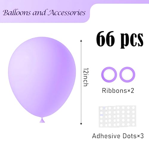 Image of Voircoloria Pastel Purple Balloons, 66pack 12inch Light Purple Latex Party Balloons for Birthday Baby Shower Graduation Wedding Gender Reveal Anniversary Party Decorations