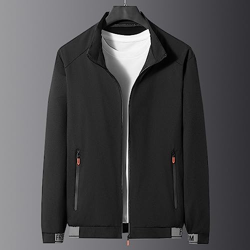 Mens Fall Jackets with Stand Collar, Full Front Zip And Zipper Side Pockets - image 2