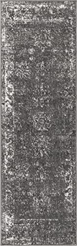 Unique Loom Sofia Collection Area Rug - Casino (2' X 6' 9" Runner, Dark Gray/ Ivory) #TOP2