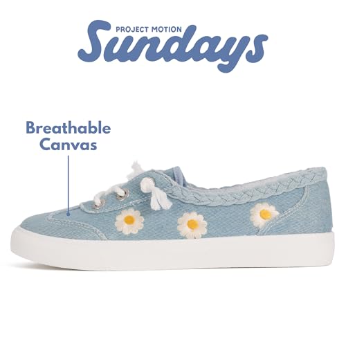 Image of Sundays Canvas Sneakers Women - Memory Foam Insole with Breathable Canvas Shoes for Women Footwear - Non-Slip with Lightweight and Comfortable Womens Sneakers