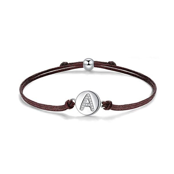 J.Endéar Letra Inicial de la A a la Z Pulsera, Plata de Ley 925 Circonita Iniciales Pulseras, Regalo Amistad 24cm… | DeHippies.com